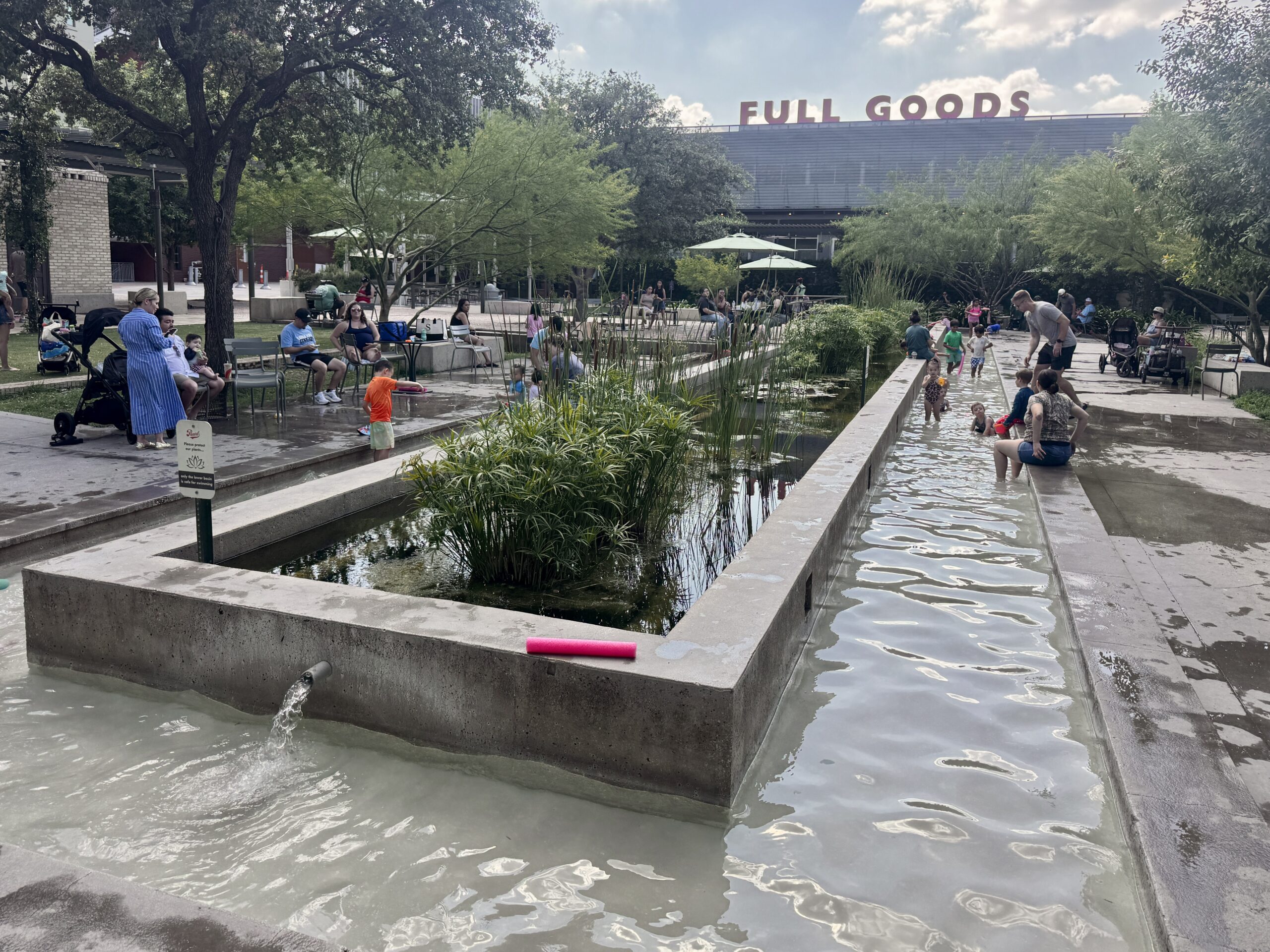The water play area at 1100 Springs Plaza at the Pearl Brewery in San Antonio.